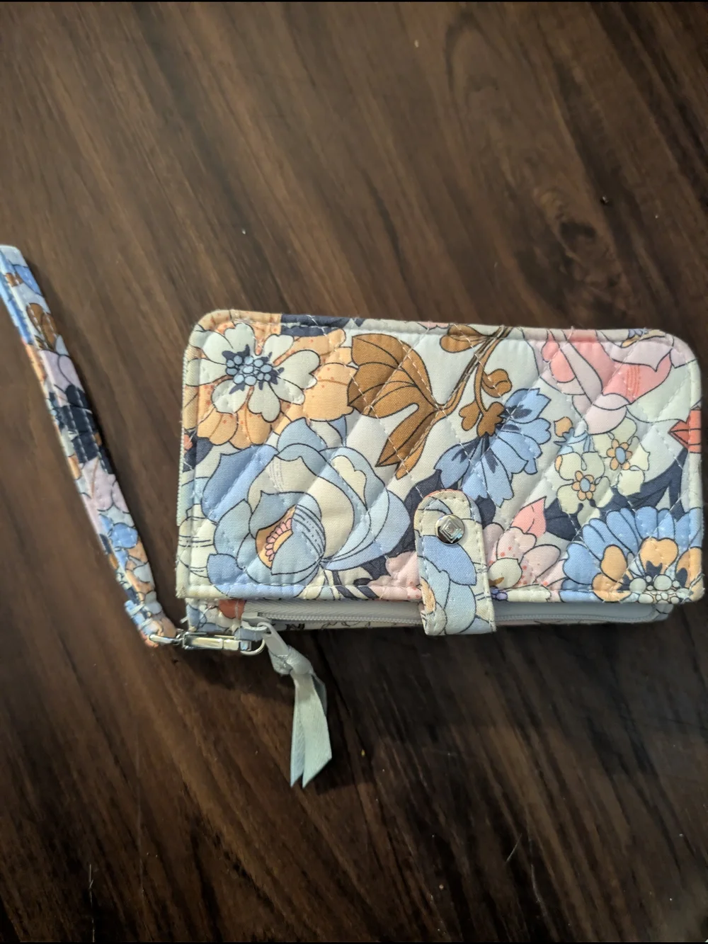 Vera Bradley Pastel Floral Quilted Wallet in Light Blue and Peach - Picture 6 of 8